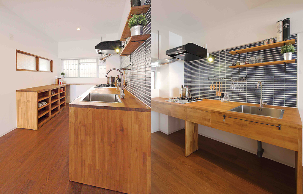 リフォーム（マンション・住宅・店舗・オフィス）／オーダメイドのソファ・テーブル・キャビネット：大阪・広島：：ルポゼ・クリエーション：キッチン・ロハステイスト