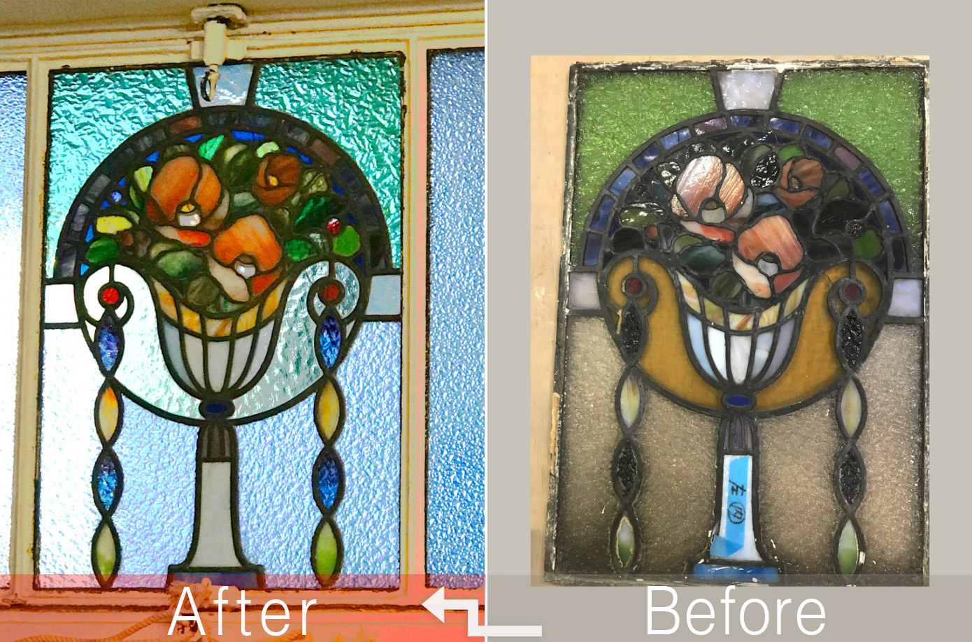 ルポゼ・クリエーション｜北浜／青山ビル｜ステンドグラス 修理事例その２